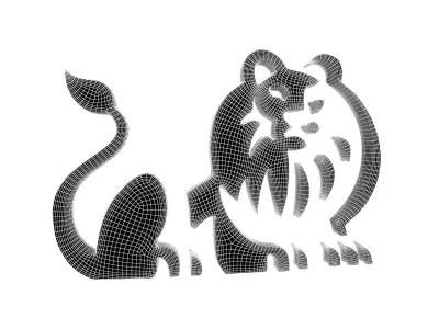 Lion Emblem v4 004 Low-poly 3D model