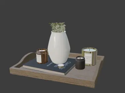 Table Decoration Candles in Tray 3D model