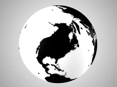 Solid Color Black White Globe 3D model