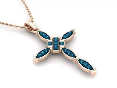 AV 491 Ladies Micro Pave Religious Cross-Pendant 3D print model