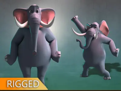 Stylized Elephant Rigged Low-poly 3D model