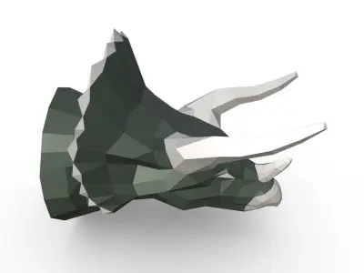 Triceratops head low poly 3D print model