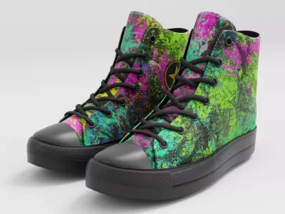 Converse All Star Style Unisex - Shoe Graffiti PBR Low-poly 3D model