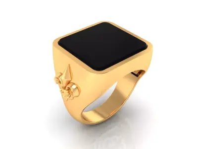Ring M148 Mens luxury ring with enamel   gems 3D print model