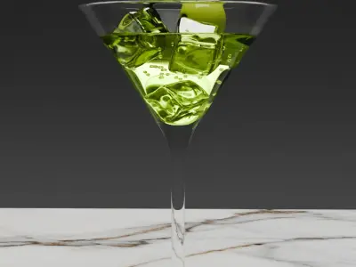 Martini glass cocktaile 3D model for 3D visualization 3D model