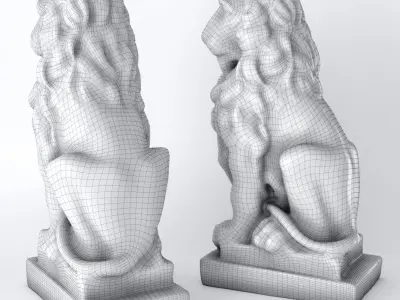 Lion sculpture bronze 3D model