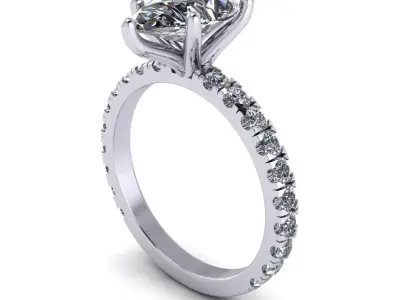 Pav Set Engagement Ring 3D print model