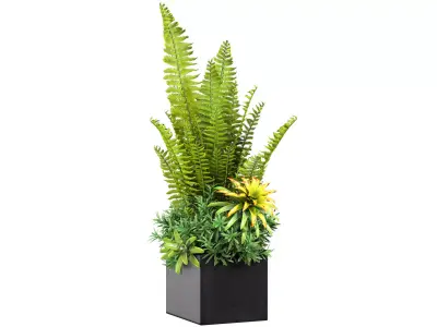 Flower arrangement in a modern pot 3D model