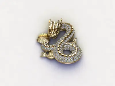 Dragon Pendant chiana dragon thai dragon  3D model