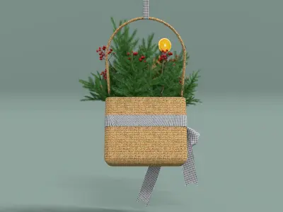 Wreath Basket Christmas Low-poly 3D model