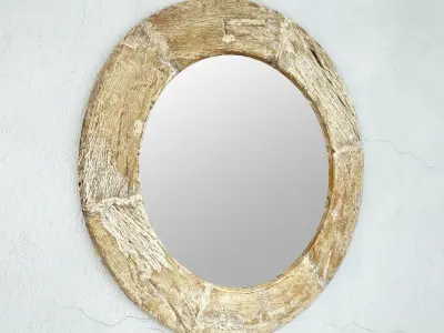 Large Wood Wheel Mirrors 3D model