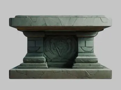 Fantasy Medieval Altar Stylized Low-poly 3D model