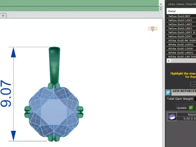 Luxury Solitaire Diamond Pendant CAD Design 3DM STL File 3D print model
