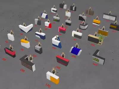 Modern Exhibition Reception Counter Collection - V-Ray 2021 3D model