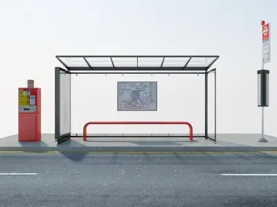 London Bus Stop 2 3D model