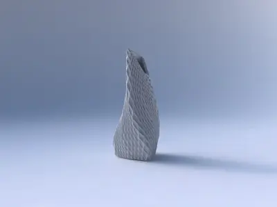 Vase twist puffy tipped triangle with grid piramides 3D print model