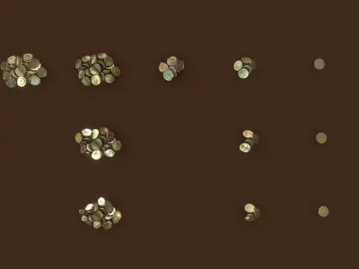 Stylized PBR Gold Coins Pack Low-poly 3D model