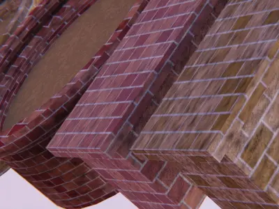 Red and Beige Brick Planters and Half Walls Low-poly 3D model