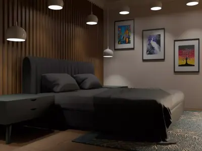 Modern Bedroom  Model Low-poly 3D model