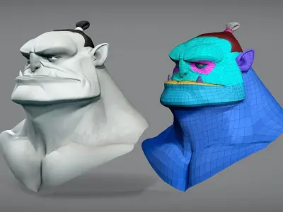 Cartoon male characrter Orc base mesh 3D model