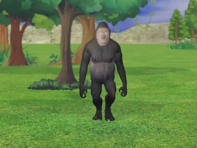 Gorilla Mixamo rigged with mouth and eye controlar 3D model Low-poly 3D model