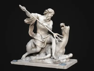 Neptune Statue Low-poly 3D model