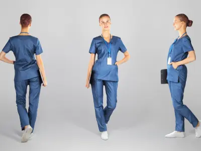 Young surgical nurse with a folder 105 Low-poly 3D model