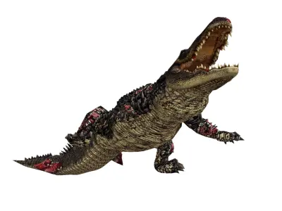 Animated Injured Alligator Rigged Low-poly 3D model