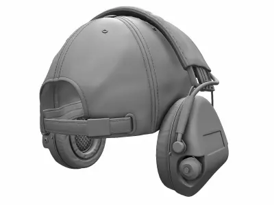 Baseball Cap and Active Headphone - High Poly 3D model