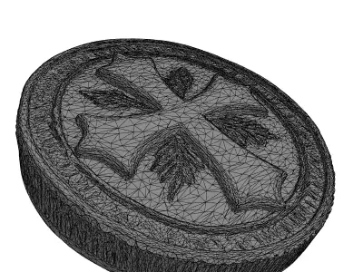 Golden Templar Cross Medallion Coin Low-poly 3D model