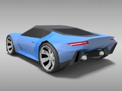 Lowpoly sports car concept Low-poly 3D model