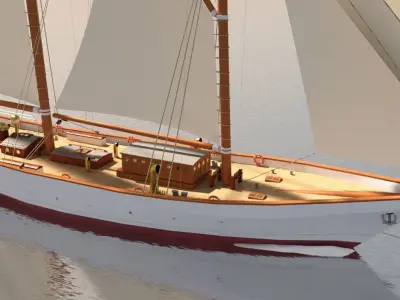 Schooner sailing ship 3D model