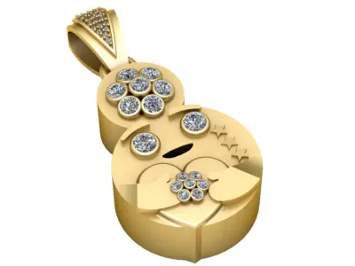 HEART DESIGN FACE EMOJI PENDANT 3D PRINTBALE MODEL  3D print model