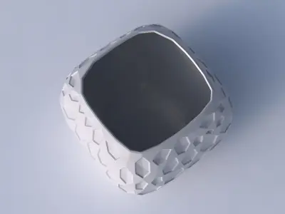 Bowl semi-quadratic with crystal dents 3D print model