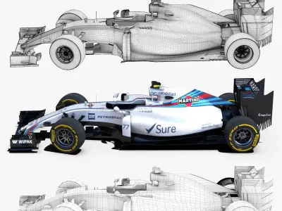 Williams FW38 car Low-poly 3D model