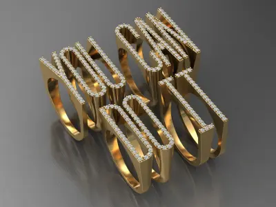 alphabet jewelry ring diamond letter Collection 3D Model Pack