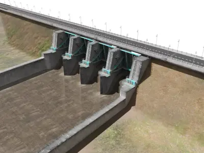 Embankment dam Low-poly 3D model