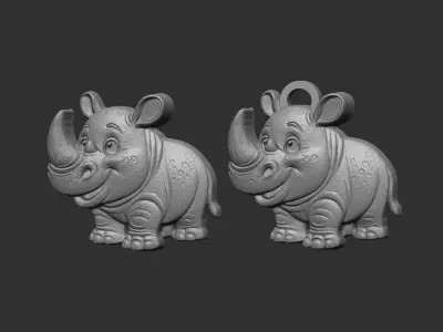 cartoon rhinocero keychain cnc model 3D print model