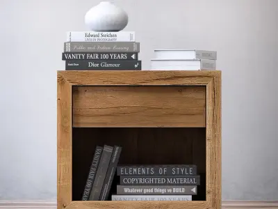 RECLAIMED RUSSIAN OAK 26in OPEN NIGHTSTAND 3D model