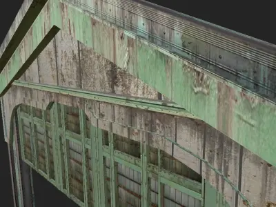 Ferry Rear Wall Pitched Roof GroundShops Low-poly 3D model