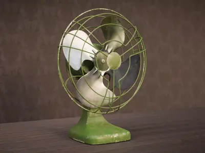 Realistic Old Vintage Fan Low-poly 3D model
