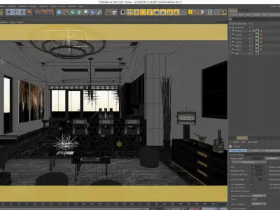 VRay - C4D Scene files - LONDON LUXURY APARTMENT Interior 3D model