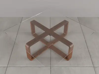 Table glass and walnut coffee Low-poly 3D model