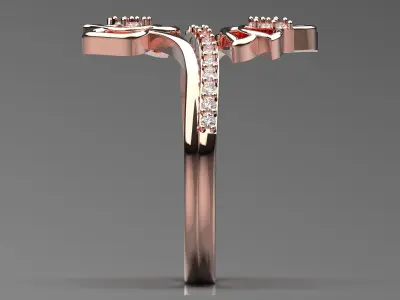 Luxury rose gold ring with flower design diamonds  model jr00111 3D print model