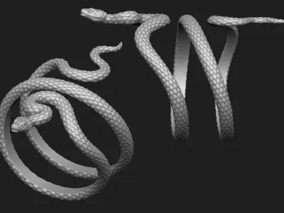 Snake bracelet 2 thickness variants 3D Model Collection