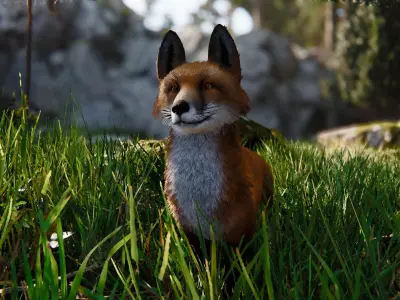 Realistic Foxes Low-poly 3D model