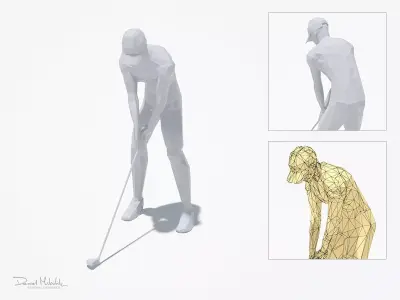 Golf Pose Sport Character Low-poly 3D model