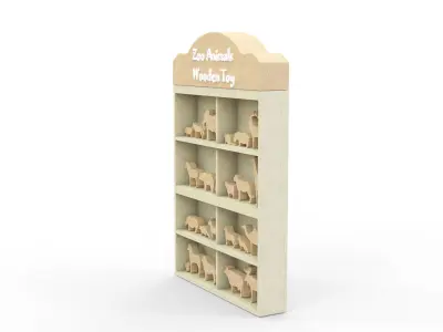 High-Quality Zoo Animal Wild Wooden Toys Low-poly 3D model
