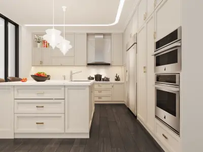 kitchen modern with cabinets and wood floors 3D model