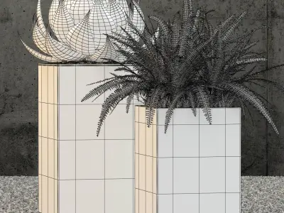 Restoration Hardware cube sheet metal planters 3D model